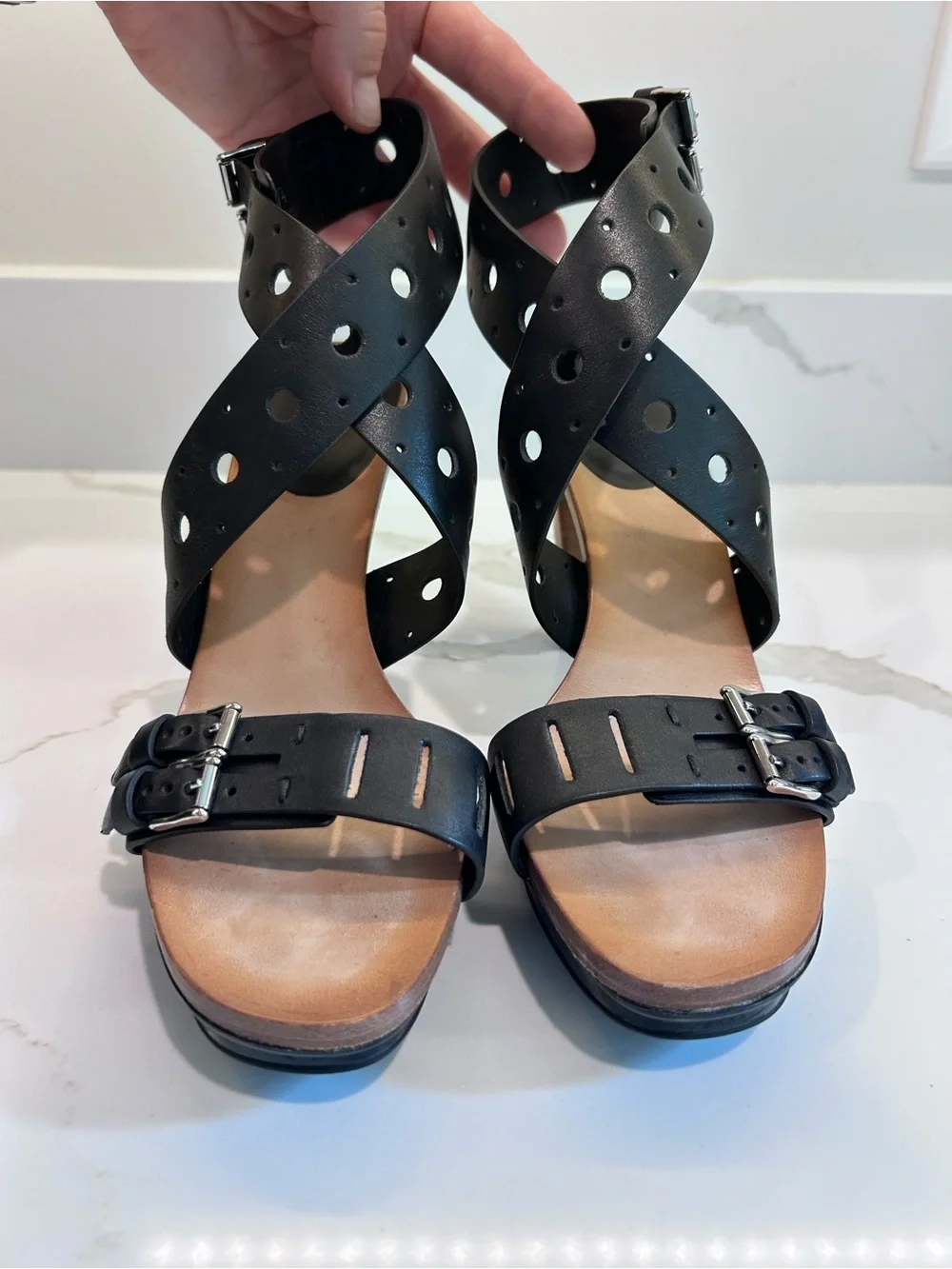 Tod’s Black Sasha Gomma Sandalo Forature Platform Heels